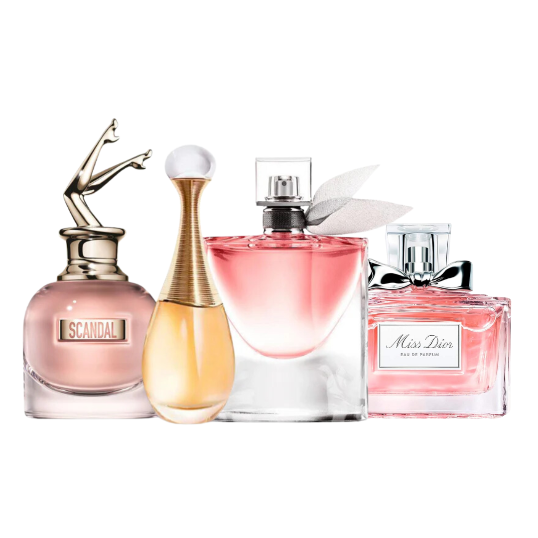 4 Parfums - Miss Dior, Jean Paul Gaultier SCANDAL, Dior J'ADORE et Lancôme LA VIE EST BELLE (ACHETEZ 2, RECEVEZ-EN 4)