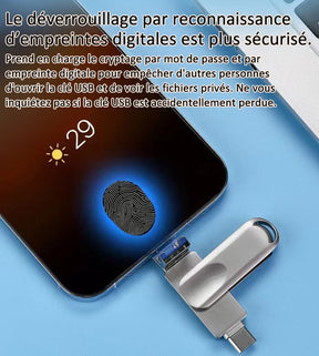 🔥Livraison gratuite pour 2 articles - [Multifonctionnel] Clé USB d'extension de téléphone portable quatre-en-un de grande capacité