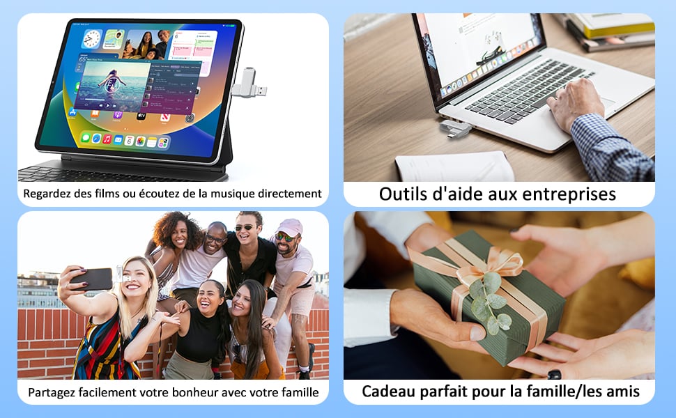 🔥Livraison gratuite pour 2 articles - [Multifonctionnel] Clé USB d'extension de téléphone portable quatre-en-un de grande capacité